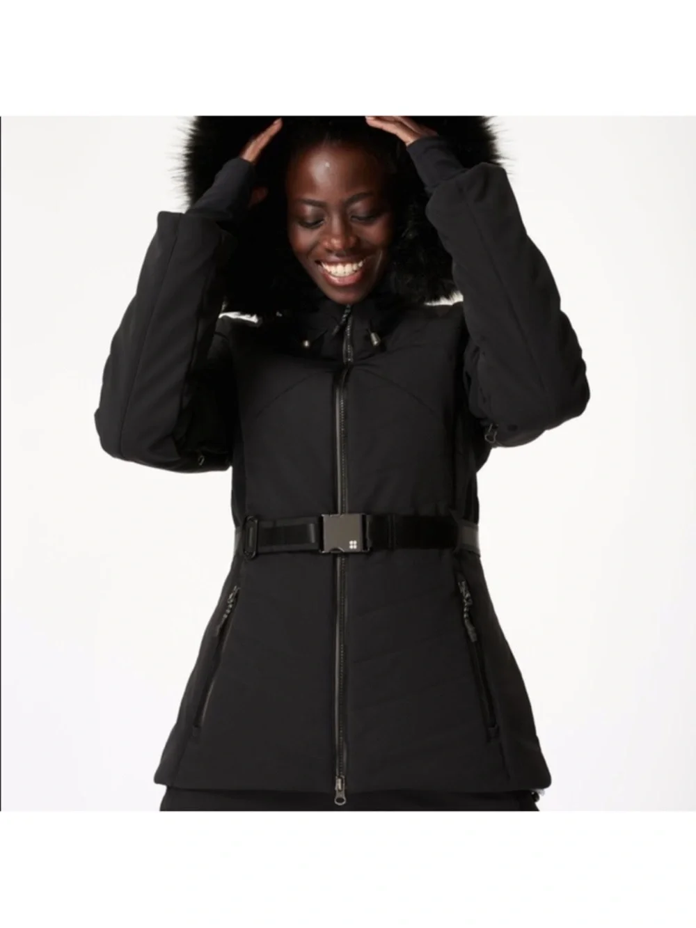 Sweaty Betty Black Belted Ski Jacket and Pants set - Picture 1 of 12